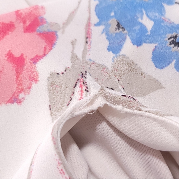 Elle High Neck High Low Pink & Blue Floral Fit & Flare Dress Sz Medium - Picture 6 of 9